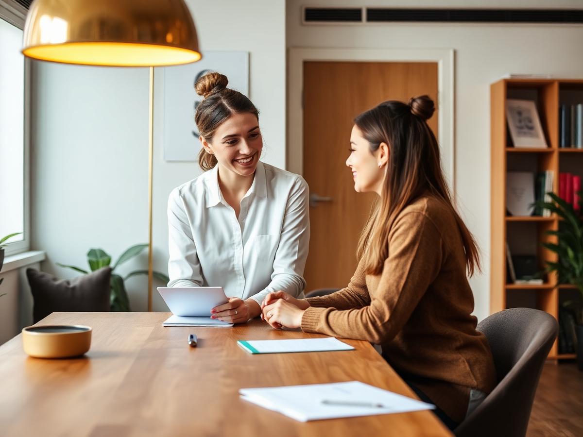 A mentoring session between counsellor and student